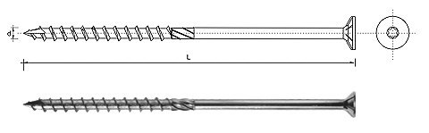 WKRĘT DO DREWNA Z ŁBEM STOŻKOWYM NA TORX 8*260MM T40