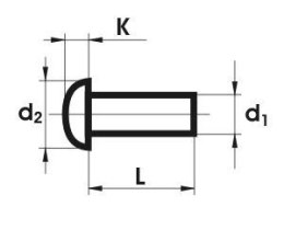 NIT ALUMINIOWY PEŁNY Z ŁBEM KULISTYM 4.0*8 MM