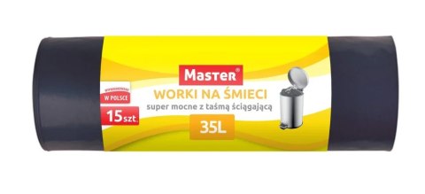 WORKI NA ODPADY HD 35L Z TAŚMĄ ŚCIĄGAJĄCĄ - SUPER MOCNE