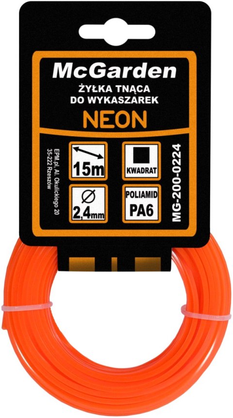 ŻYŁKA DO WYKASZARKI KWADRAT NEON 2,4MM 15M