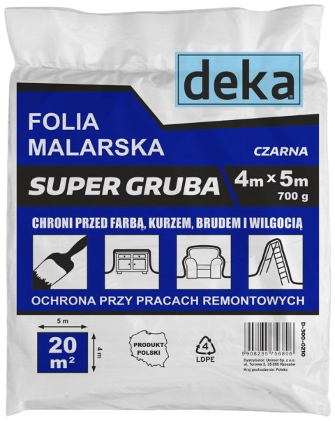 FOLIA MALARSKA SUPER GRUBA CZARNA 4*5M 700G