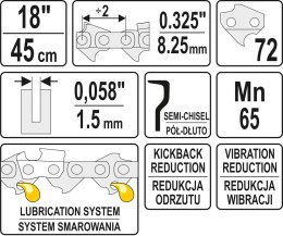 ŁAŃCUCH TNĄCY DO PILARKI 18'' .325 1.5MM 72Z