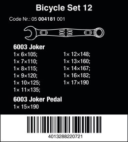 ZESTAW KLUCZY PŁASKO-OCZKOWYCH BICYCLE SET 12SZT.